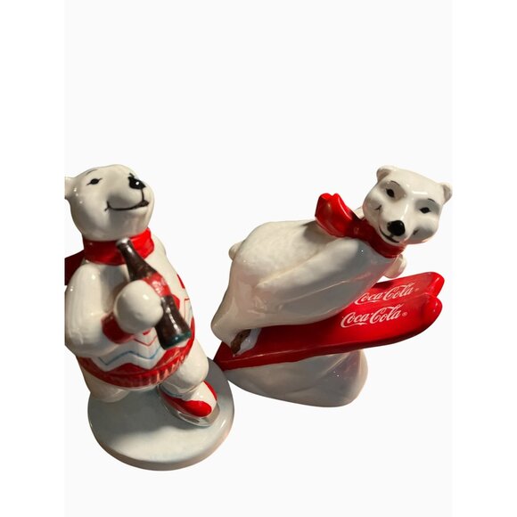 Coca-Cola Polar Bear Figurines Set   Ice Skating & Sledding  Holiday Decor - Picture 2 of 12